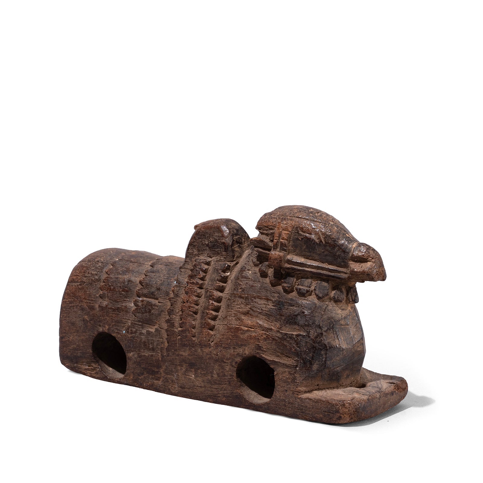 Carved Teak Nandi Bull Toy From South India - 19th Century
