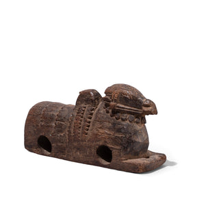 Carved Teak Nandi Bull Toy From South India - 19th Century