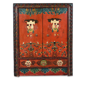 Painted Tibetan Torgam Cabinet - 19th Century