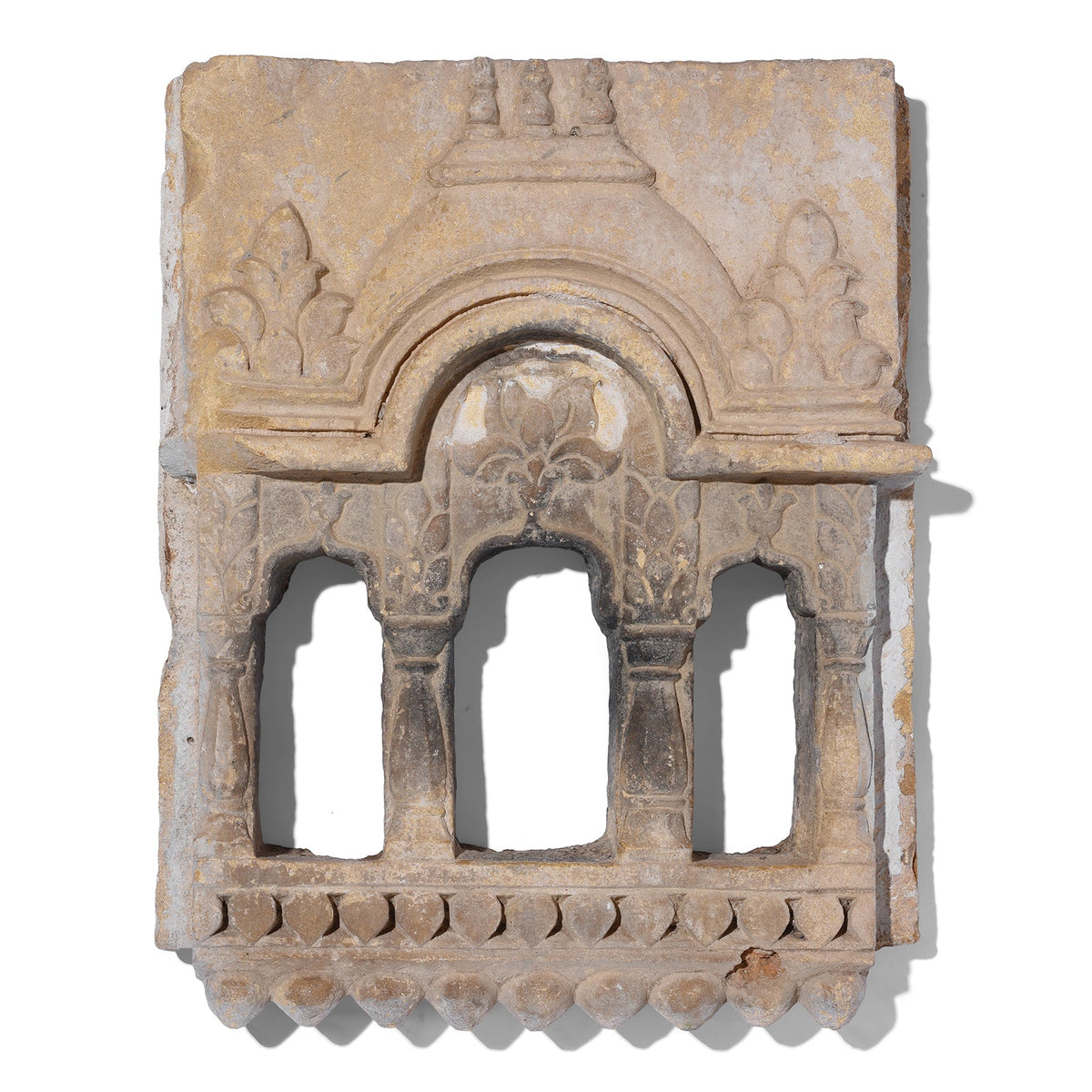 3 Way Stone Lamp Niche From Jaisalmer - 19th Century