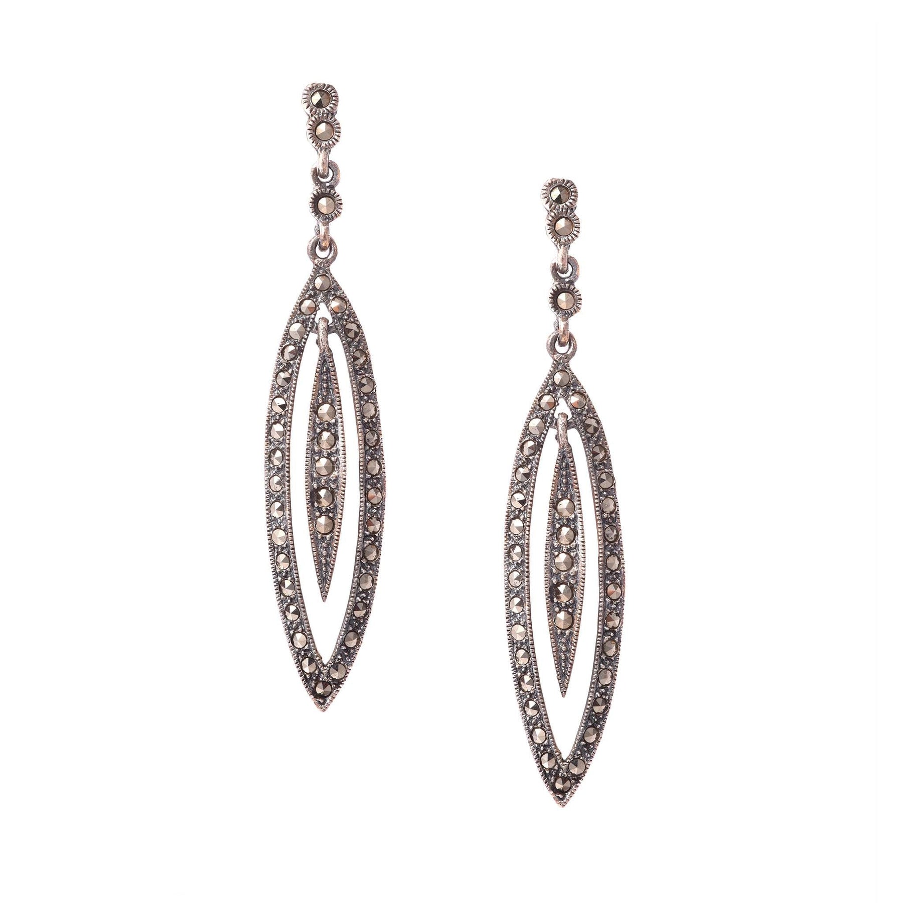 Silver & Marcasite Stud Earrings From Rajasthan