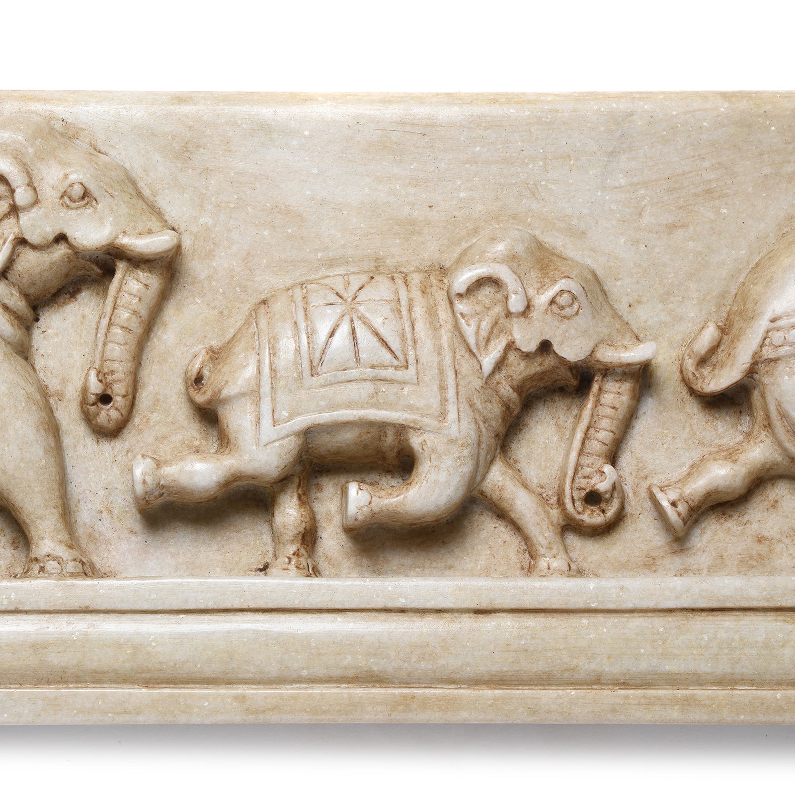 White Marble Elephant Panel - Mughal Style