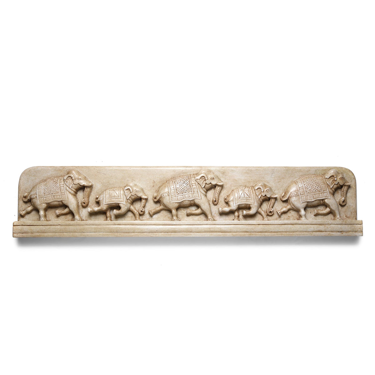 White Marble Elephant Panel - Mughal Style