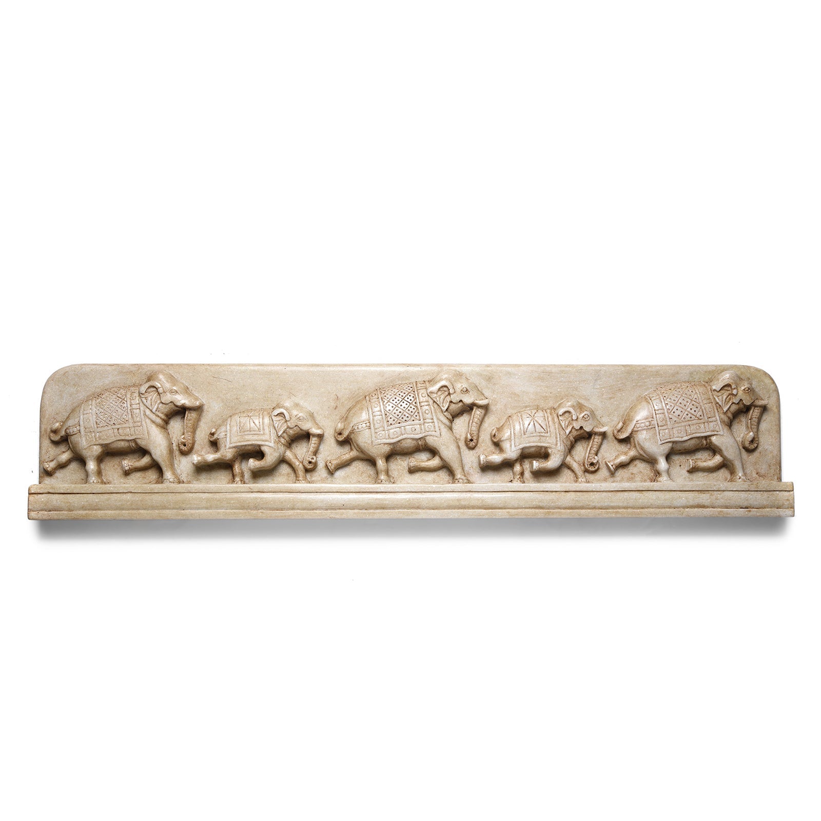 White Marble Elephant Panel - Mughal Style