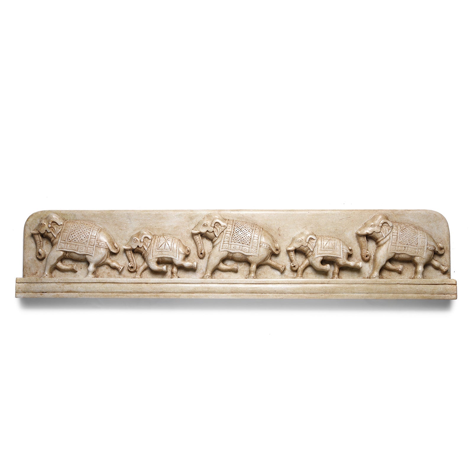 White Marble Elephant Panel - Mughal Style