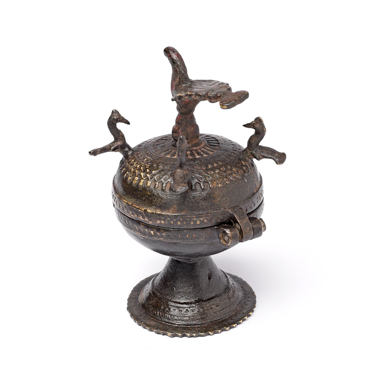 Indian Sindoor Dani Brass Box From Kerala - 19thC