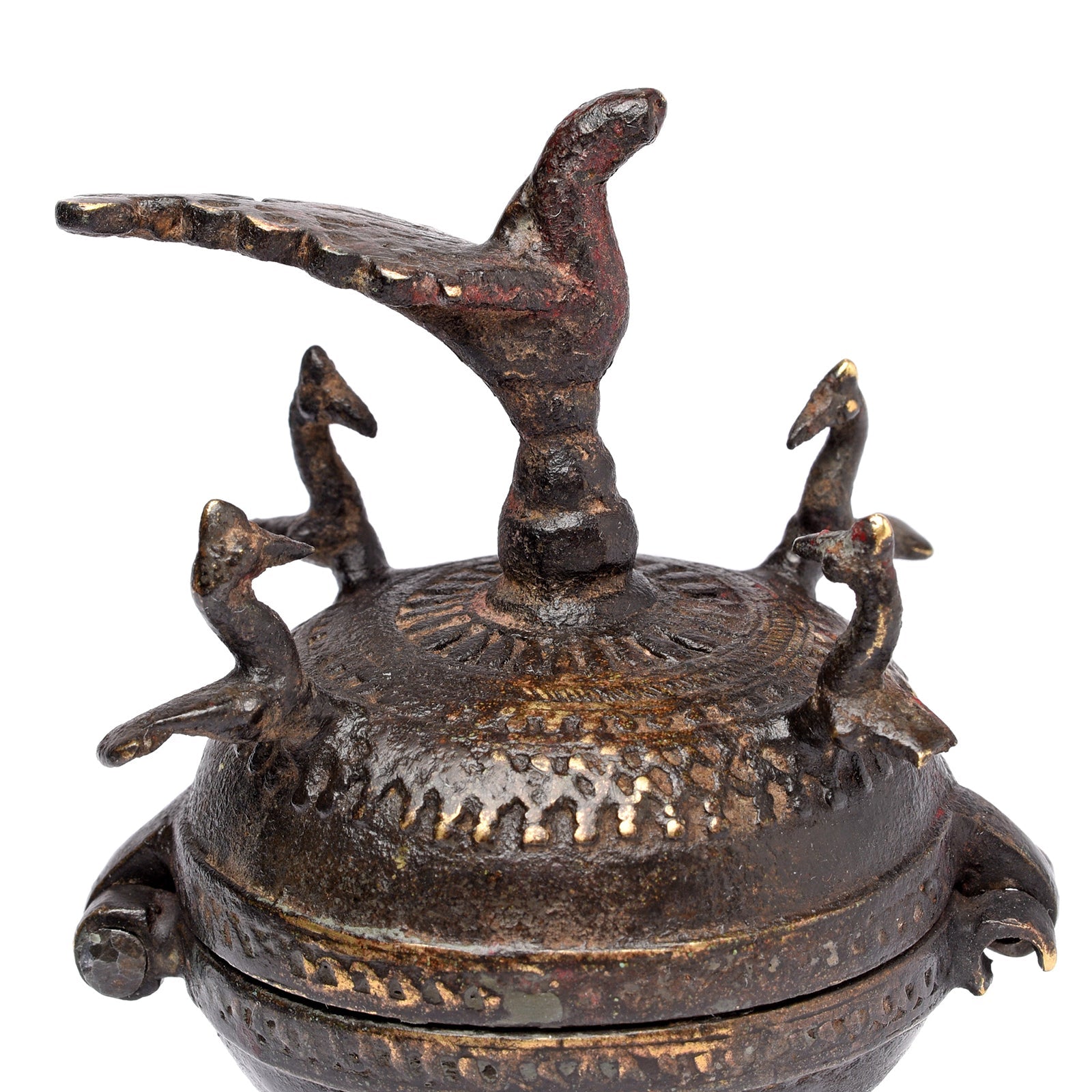 Indian Sindoor Dani Brass Box From Kerala - 19thC