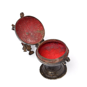 Indian Sindoor Dani Brass Box From Kerala - 19thC