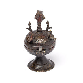 Indian Sindoor Dani Brass Box From Kerala - 19thC