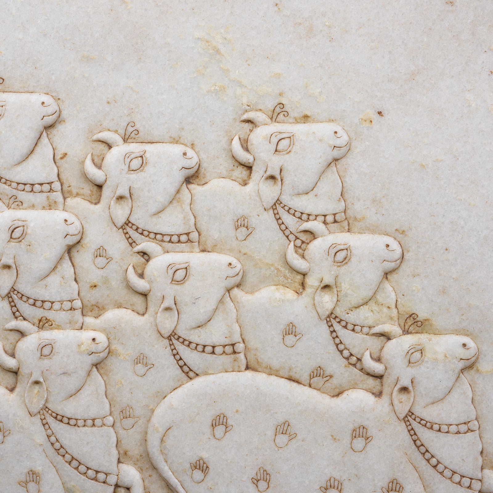 White Marble "Gopashtami" Cow Panel