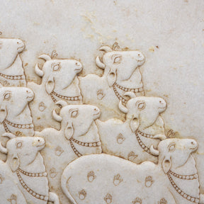White Marble "Gopashtami" Cow Panel