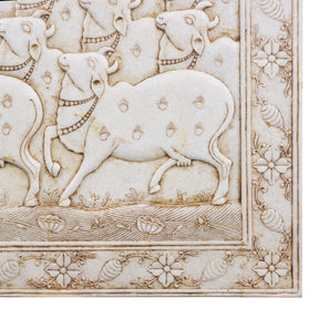 White Marble "Gopashtami" Cow Panel