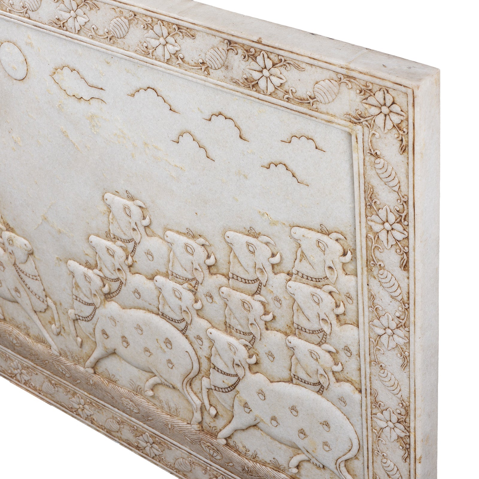 White Marble "Gopashtami" Cow Panel