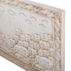 White Marble "Gopashtami" Cow Panel