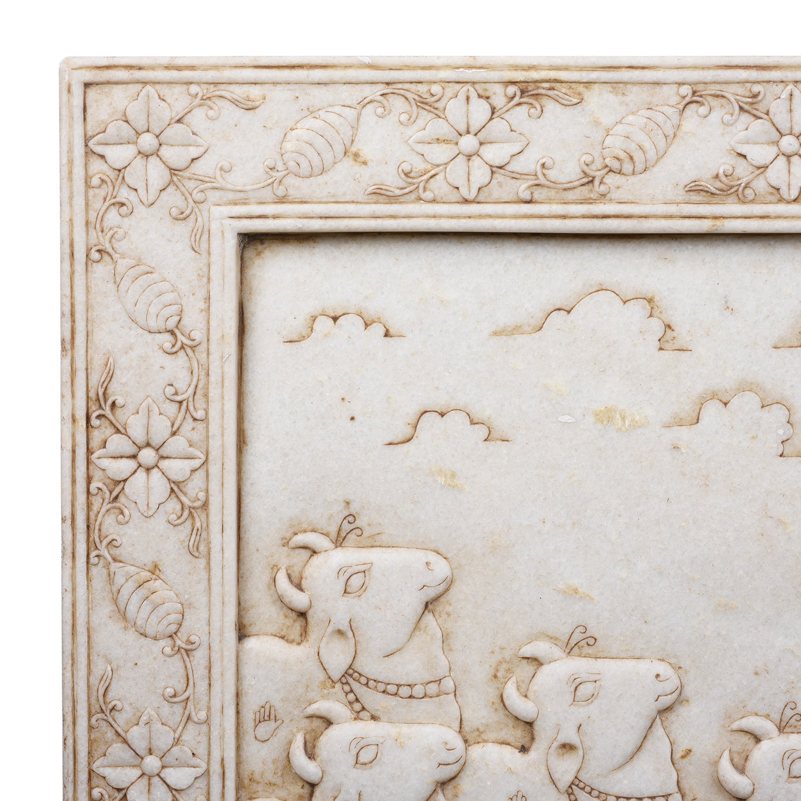 White Marble "Gopashtami" Cow Panel