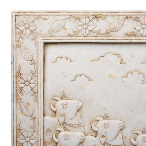 White Marble "Gopashtami" Cow Panel