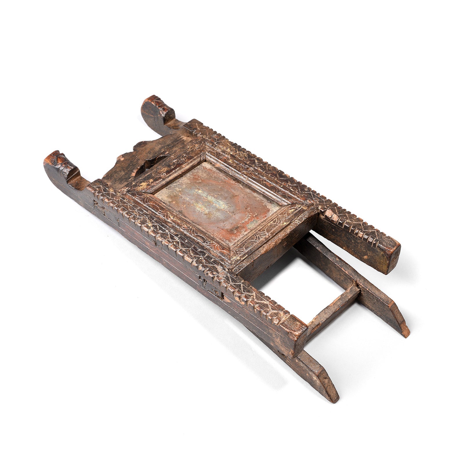 Carved Teak Indian Tribal Mirror From Banswara - Ca 1920