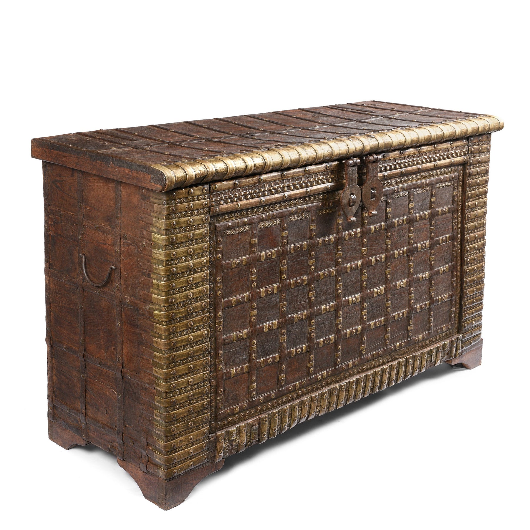 Brass Bound Indian "Pithara" Chest From Gujarat - 19thC