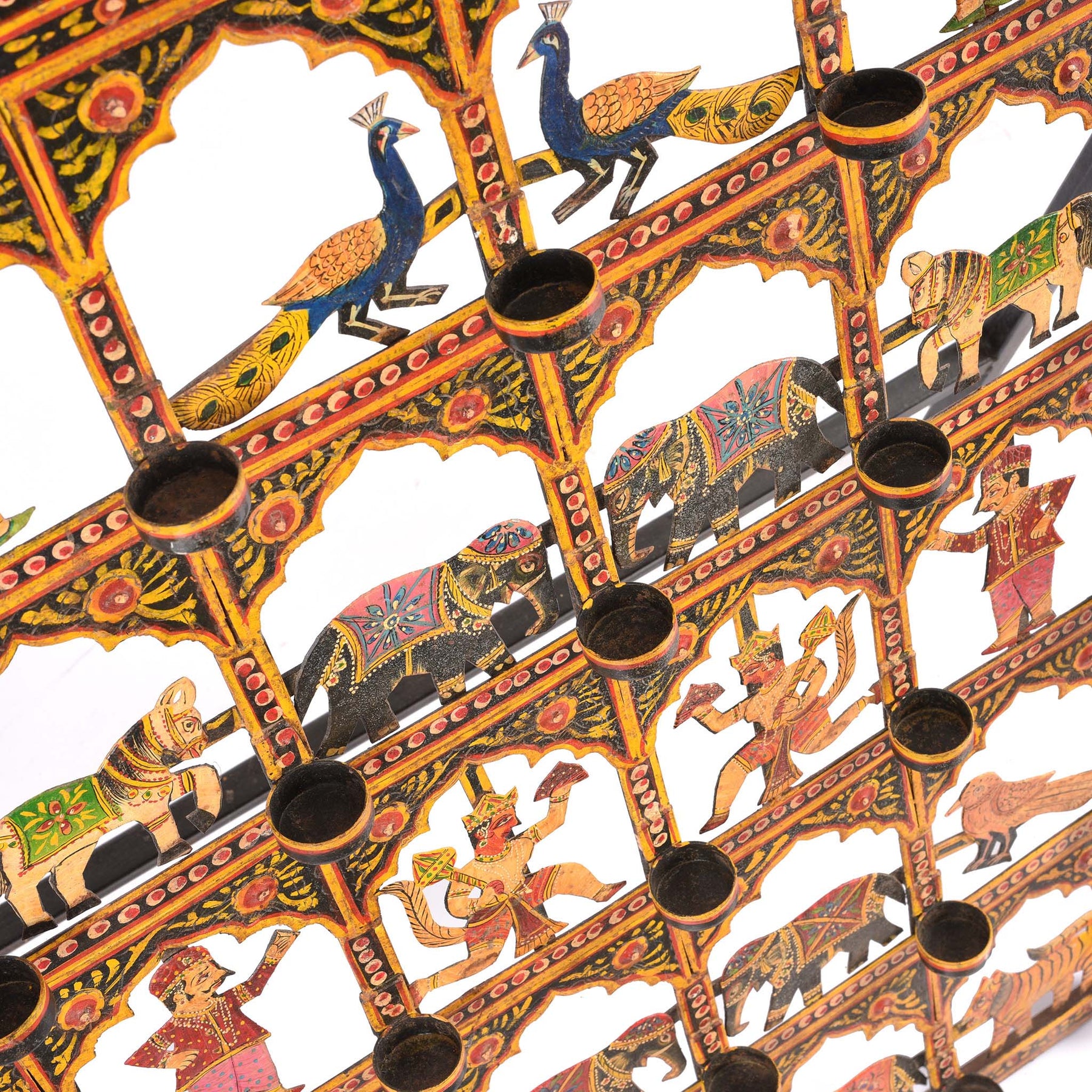 Painted Indian Iron Tribal "Toran" Diwali Lamp