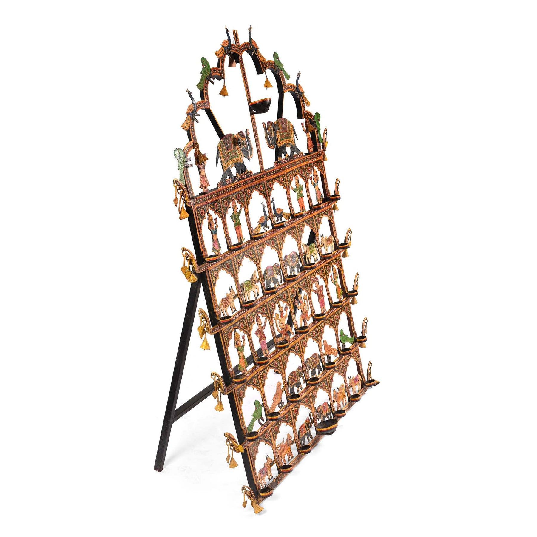 Painted Indian Iron Tribal "Toran" Diwali Lamp