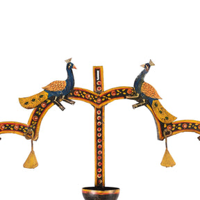 Painted Indian Iron Tribal "Toran" Diwali Lamp