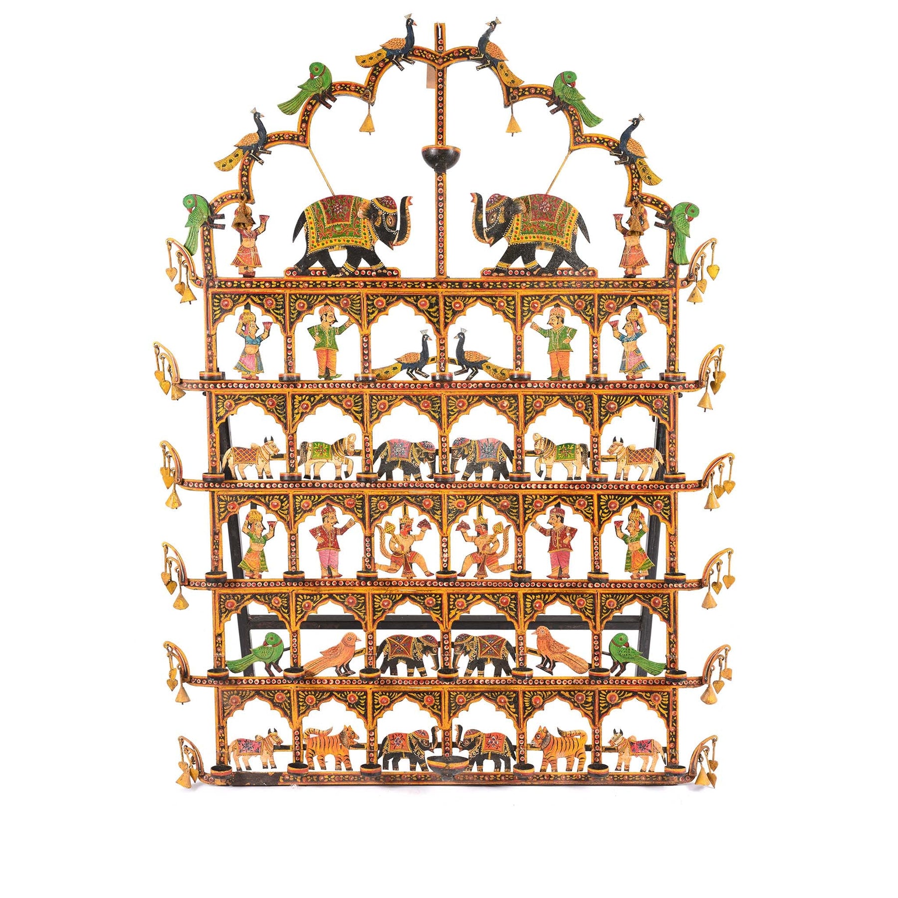 Painted Indian Iron Tribal "Toran" Diwali Lamp