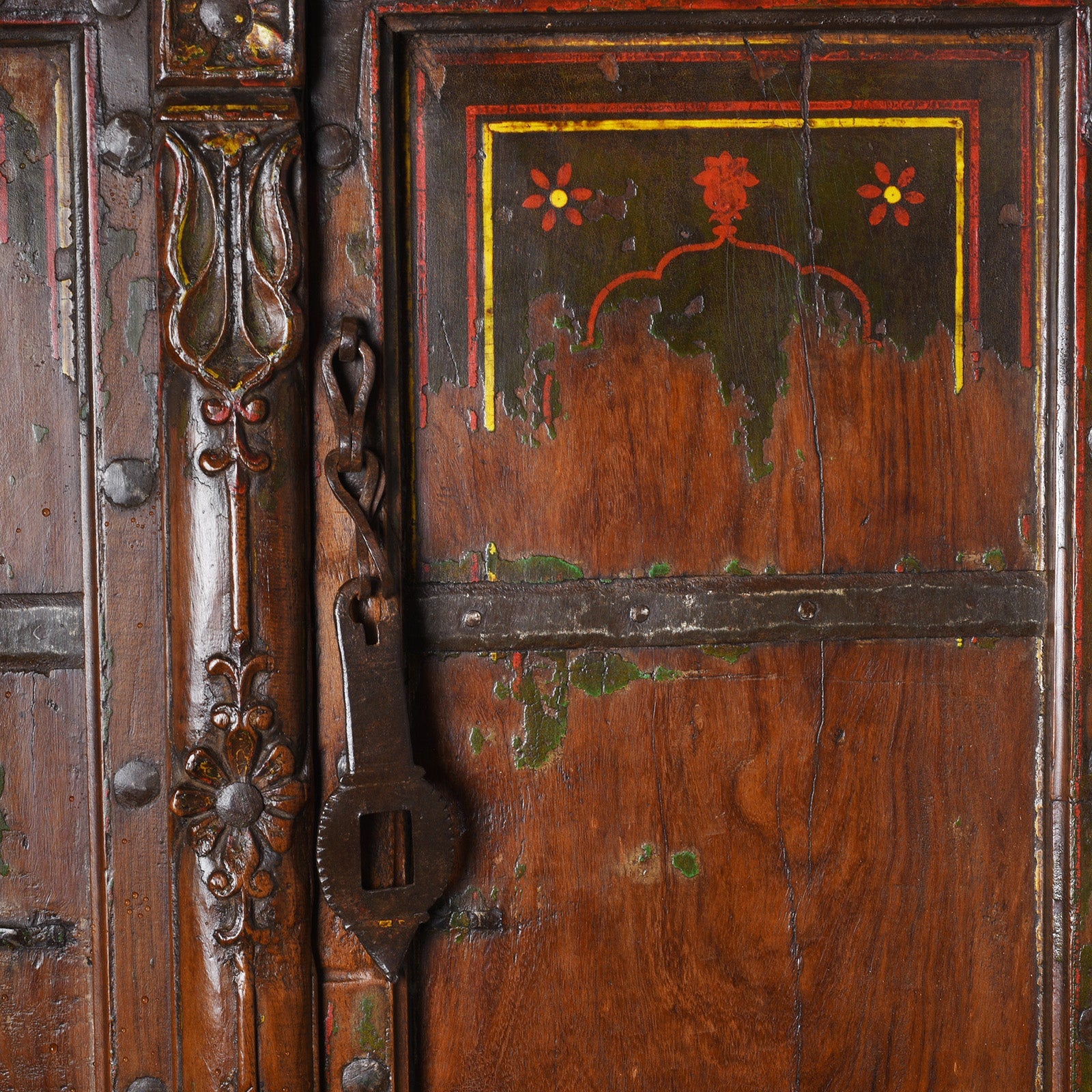 Painted Window Shutter From Bikaner - 19th Century