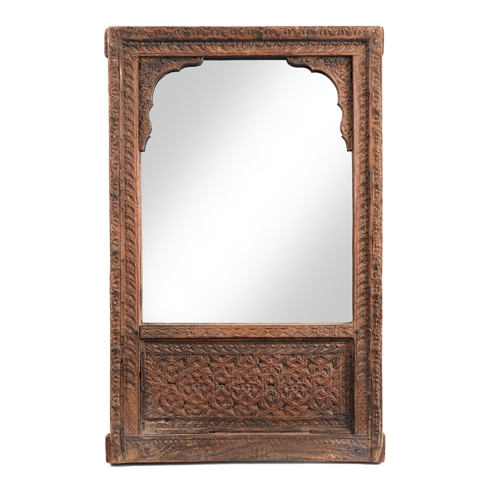 Old Indian Window Mirror From Shekhawati - 19thC (50 x 80cm)