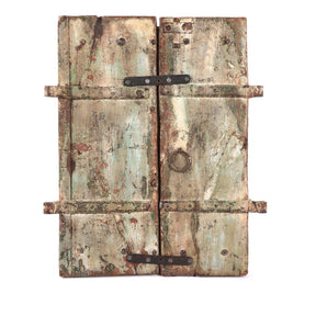 Vermillion Teak Painted Window Shutter From Gujarat - 18thC