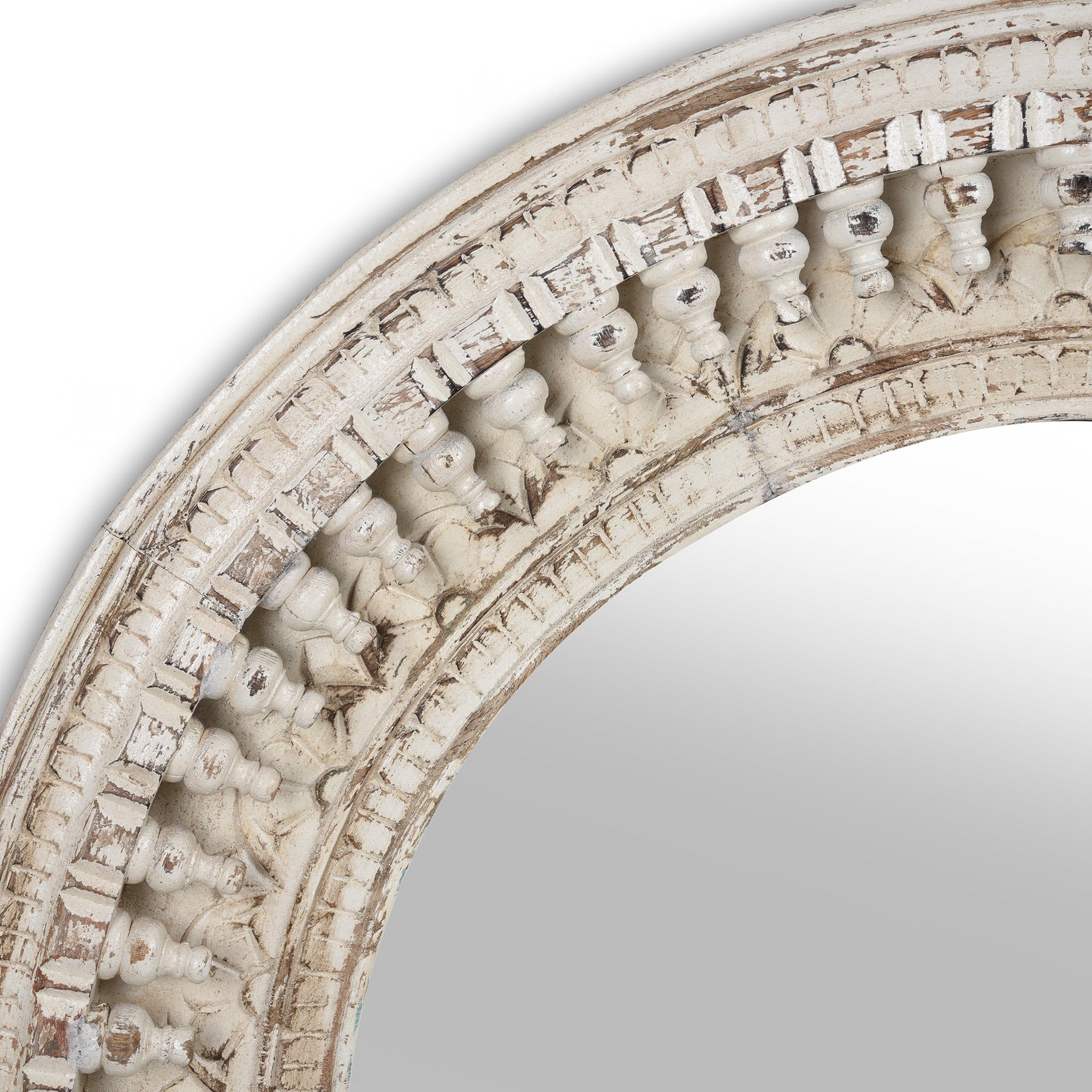 Round Mango Wood Indian Mirror