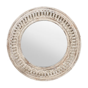 Round Mango Wood Indian Mirror