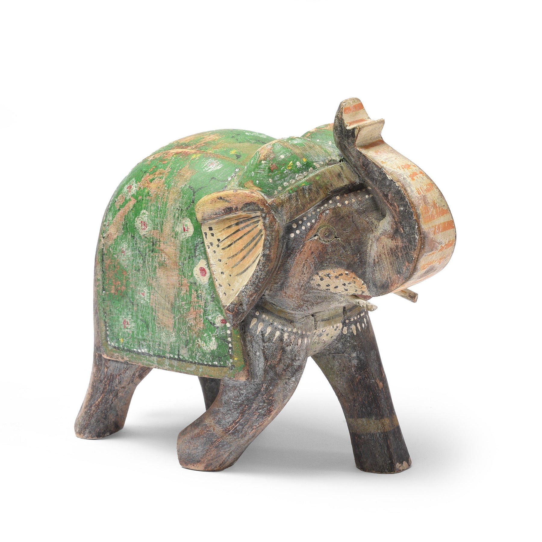 Painted Indian Elephant Figurine From Rajasthan