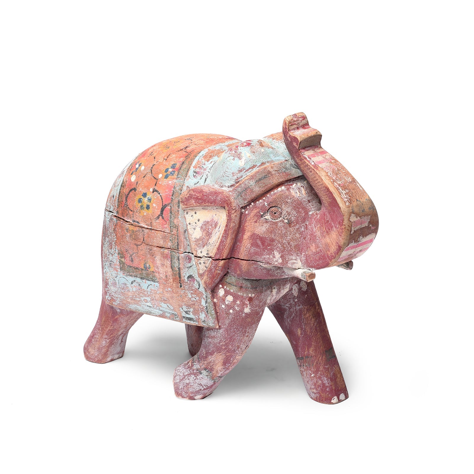 Painted Indian Elephant Figurine From Rajasthan
