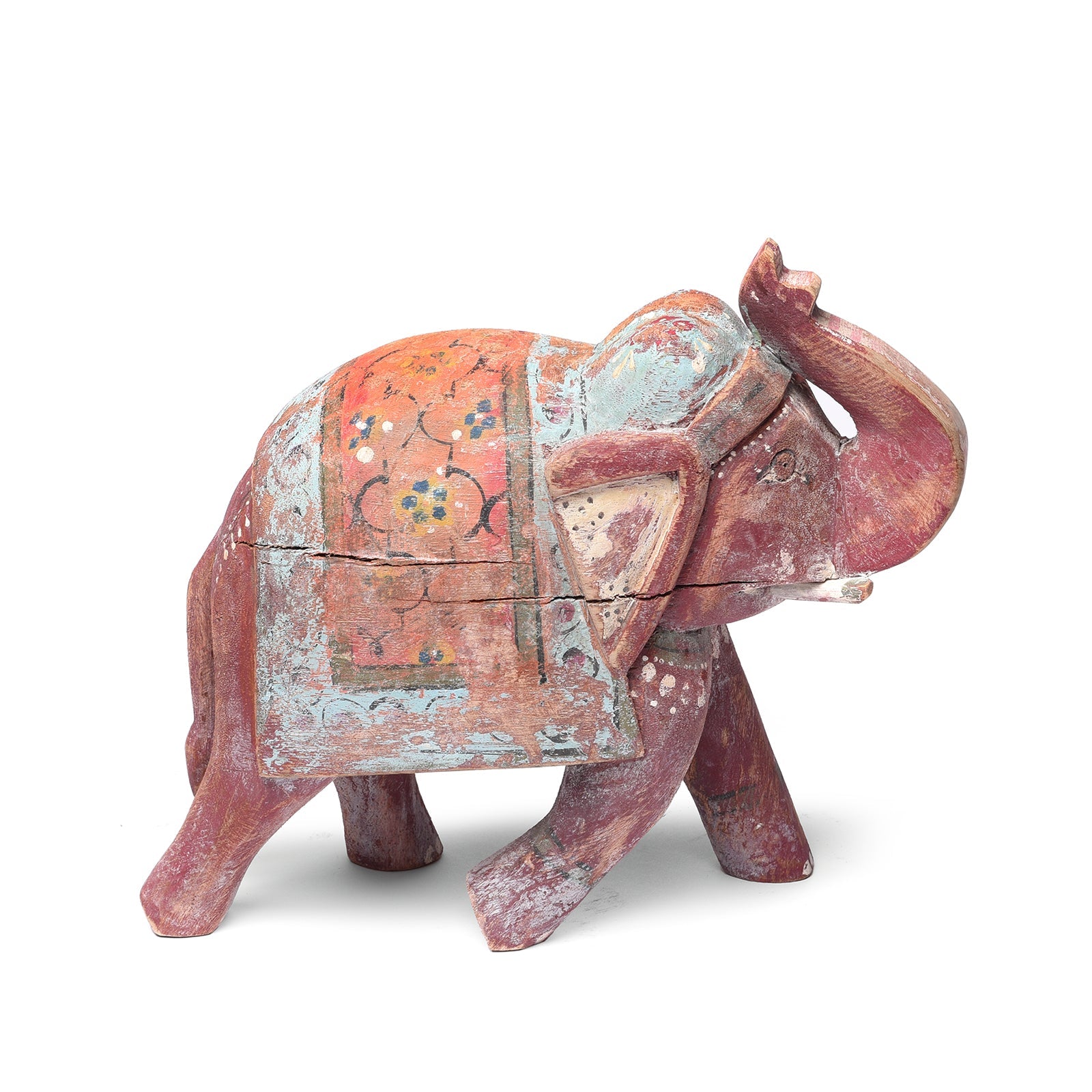 Painted Indian Elephant Figurine From Rajasthan