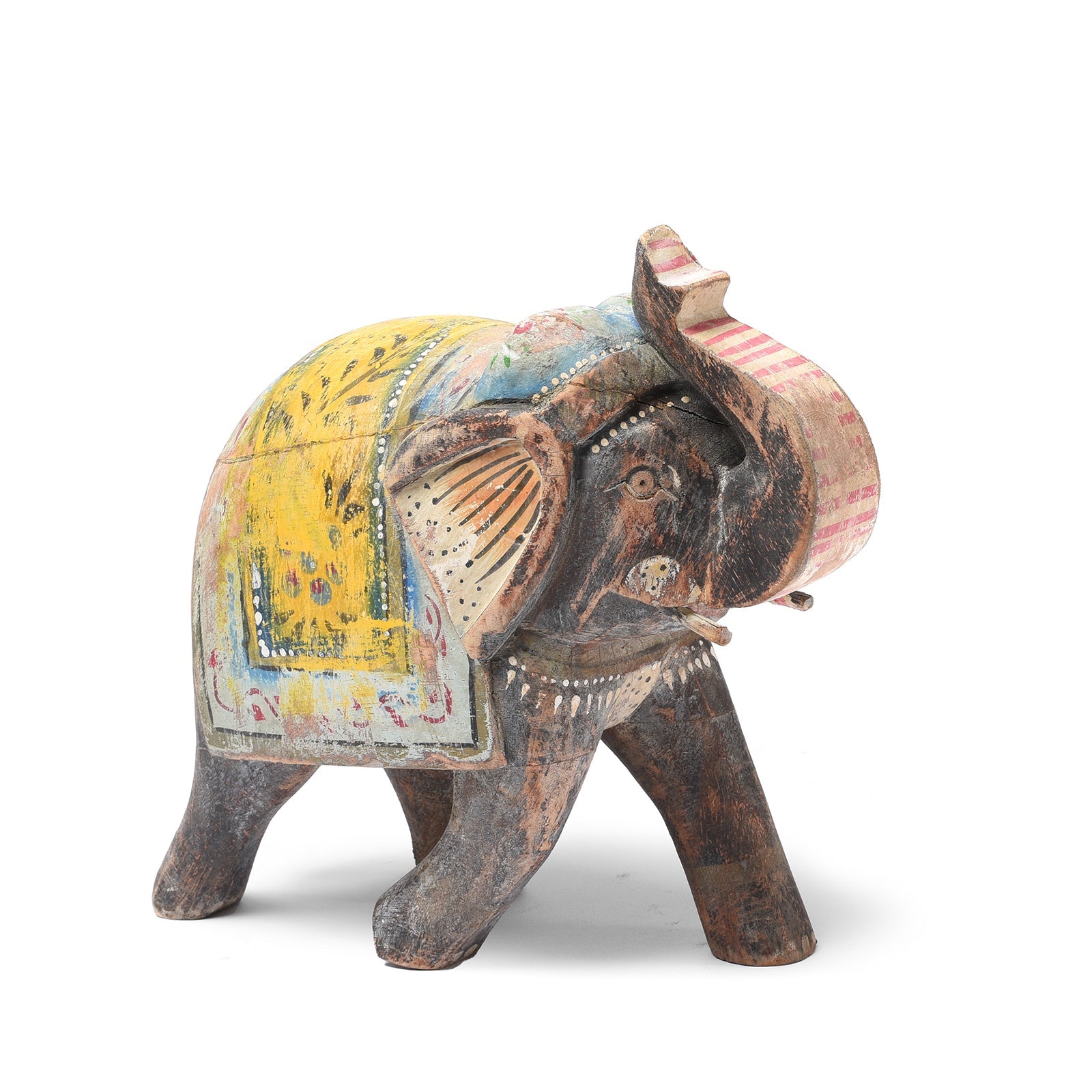Painted Indian Elephant Figurine From Rajasthan