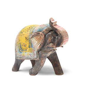 Painted Indian Elephant Figurine From Rajasthan