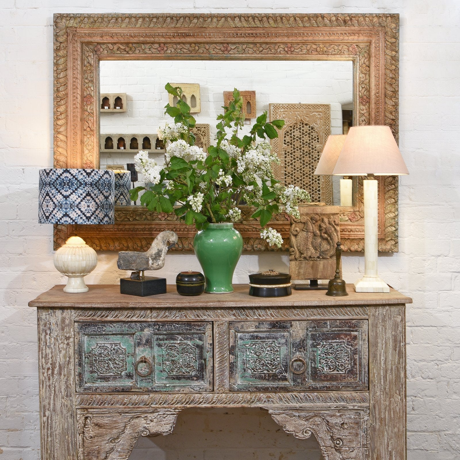 Mughal Style Bone Inlaid Table Lamp