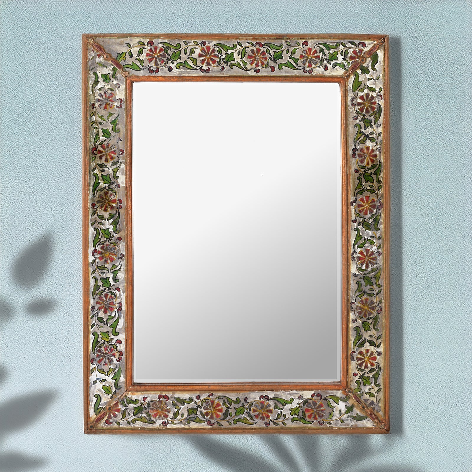 Indian Reverse Glass Mirror - Ca 1920'S