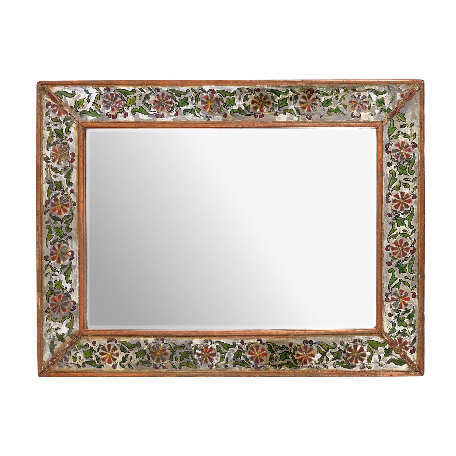 Indian Reverse Glass Mirror - Ca 1920'S