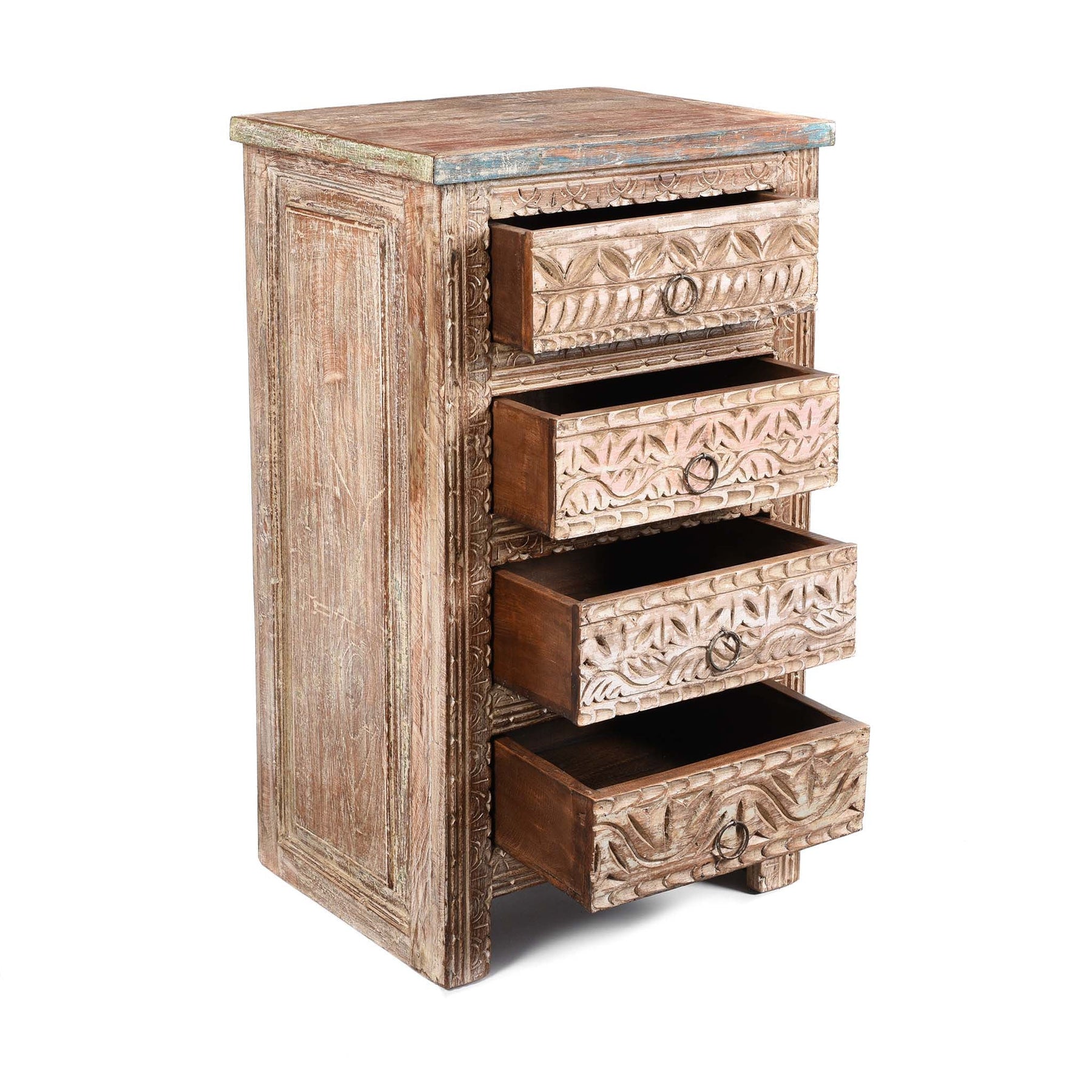 4 Drawer Bedside Cabinet Made From Reclaimed Teak
