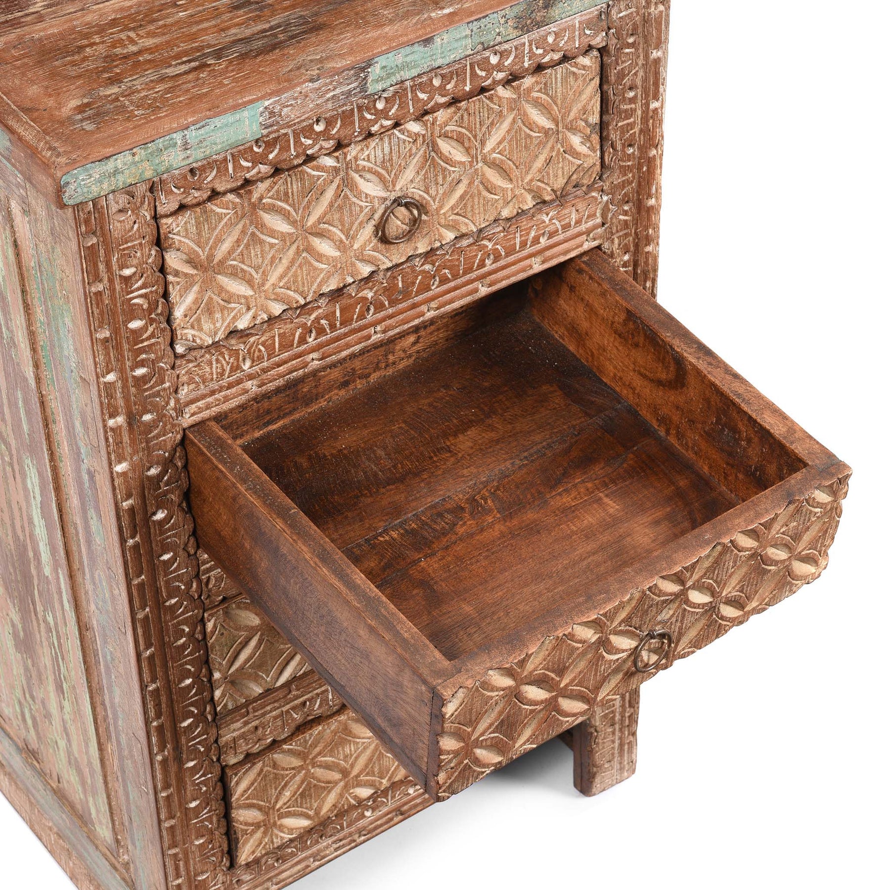 4 Drawer Bedside Cabinet Made From Reclaimed Teak