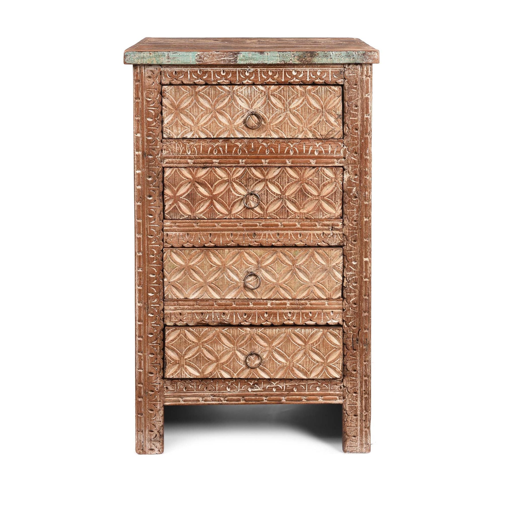 4 Drawer Bedside Cabinet Made From Reclaimed Teak