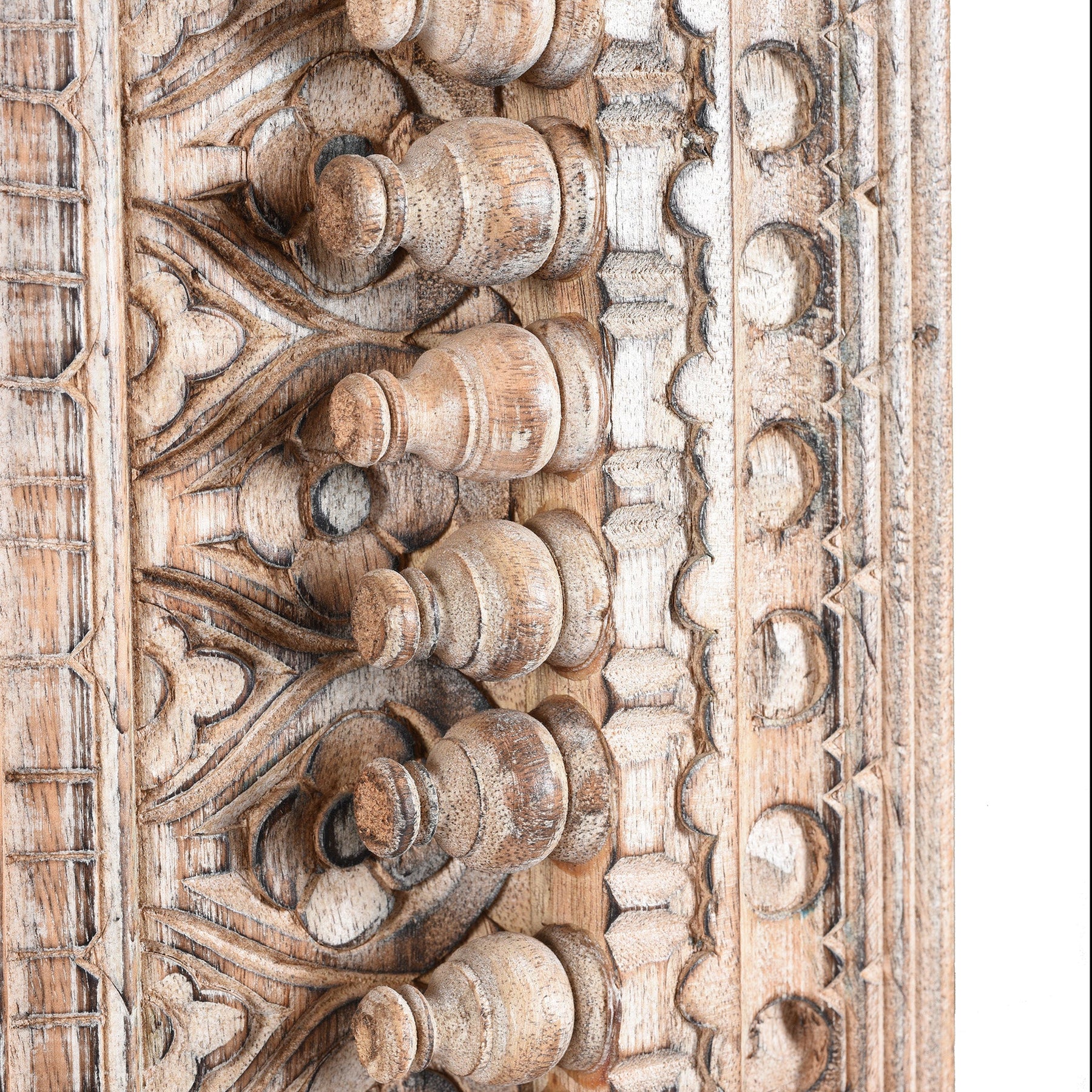 Carved Mango Wood Painted Mirror - Antique Cream