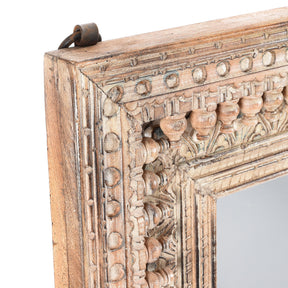 Carved Mango Wood Painted Mirror - Antique Cream
