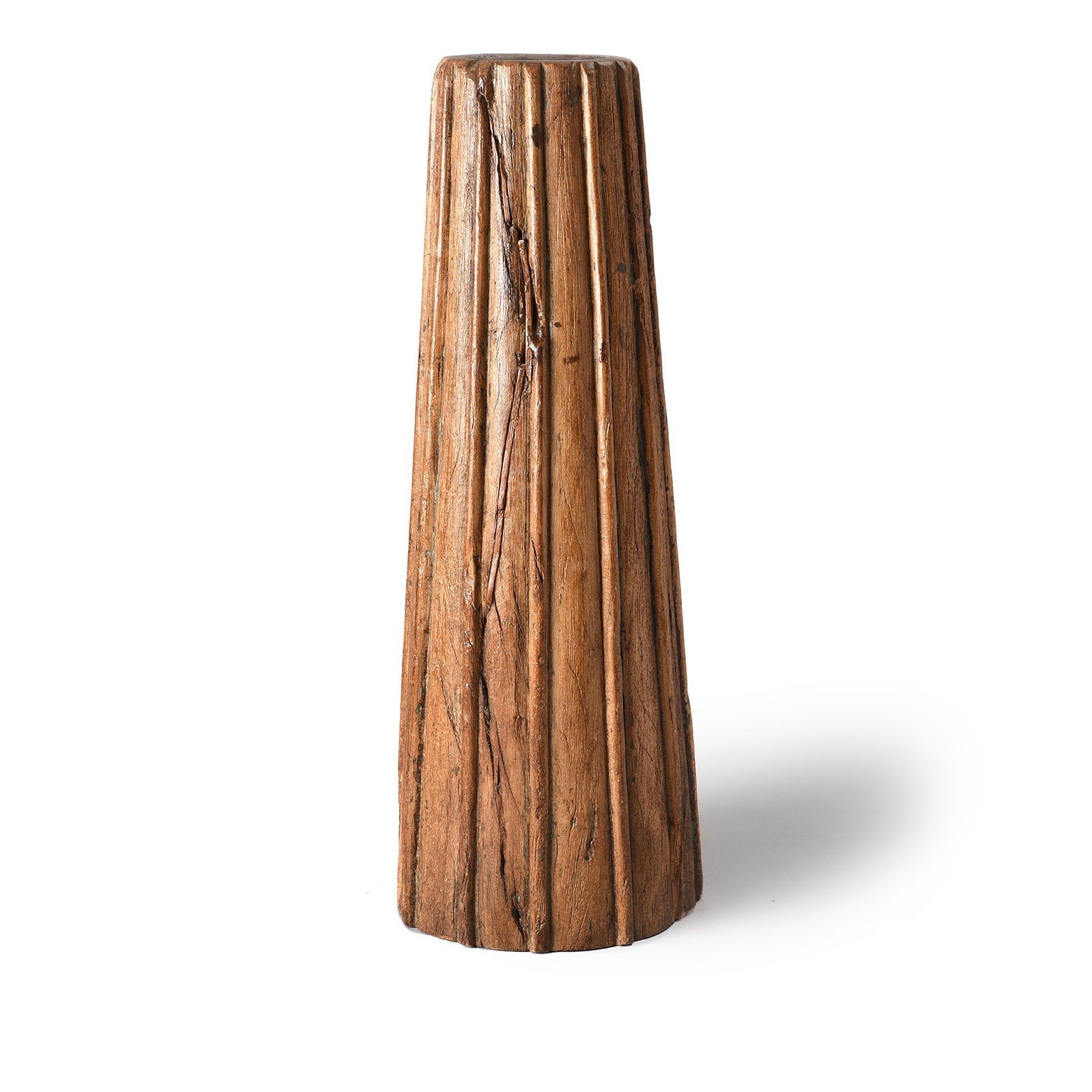 Fluted Teak Pillar Candlestick - 19th Century