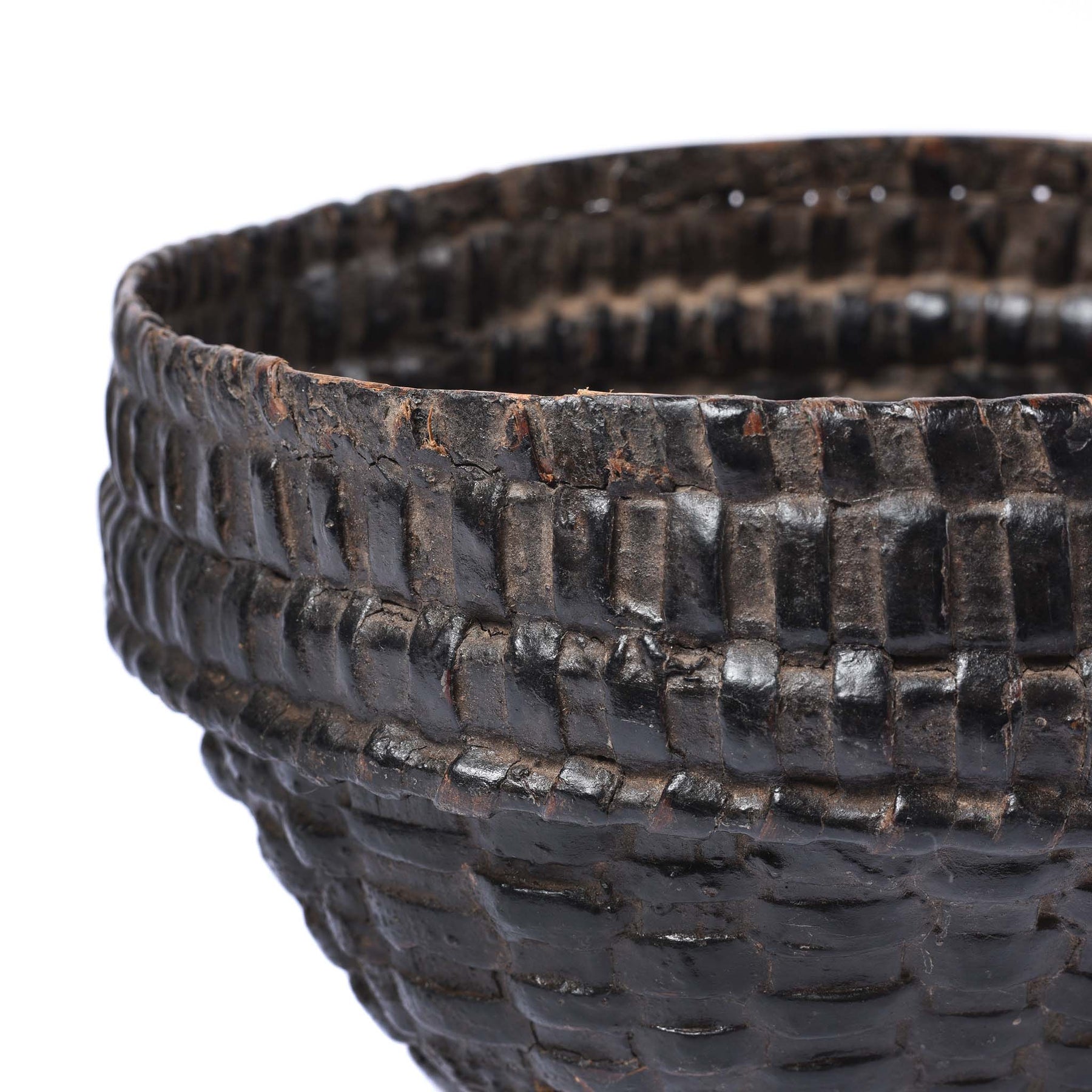 Vintage Woven Rattan Basket From Karnataka - Ca 1940