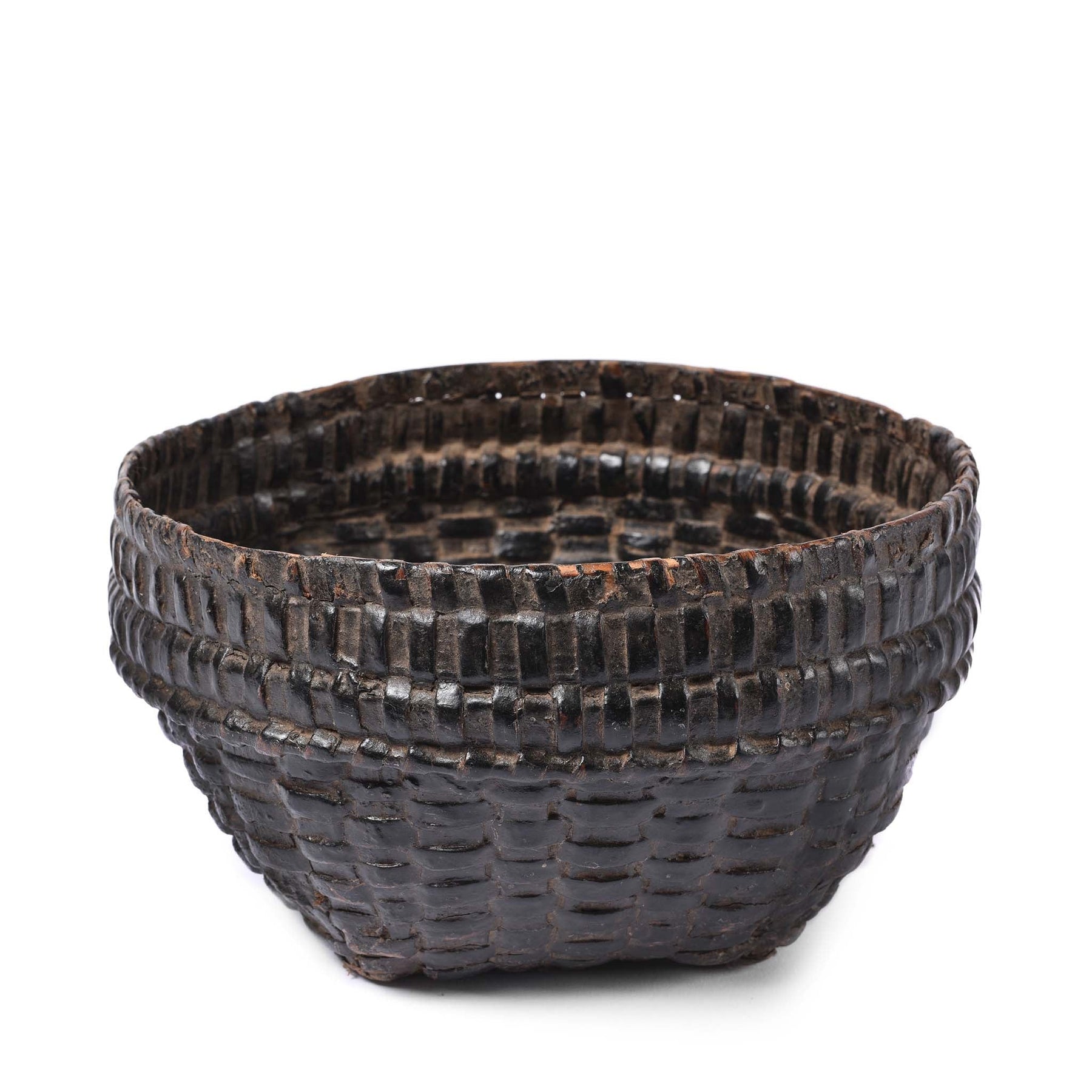 Vintage Woven Rattan Basket From Karnataka - Ca 1940