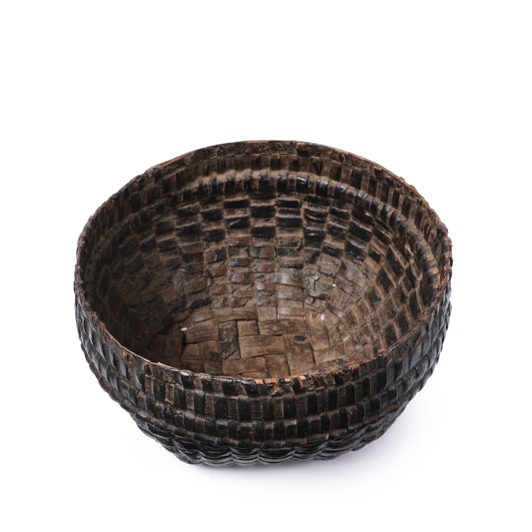 Vintage Woven Rattan Basket From Karnataka - Ca 1940