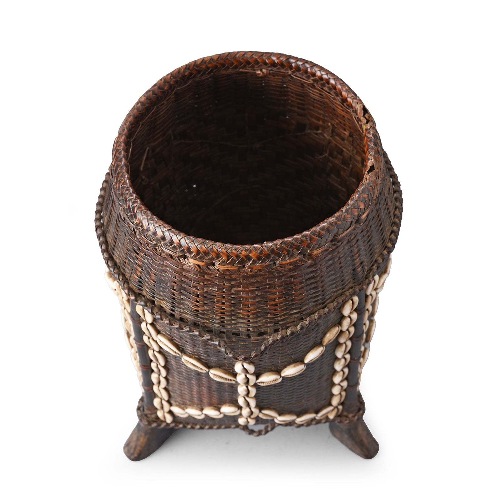 Vintage Tribal Cowrie Shell Basket - From Nagaland - Ca 1930