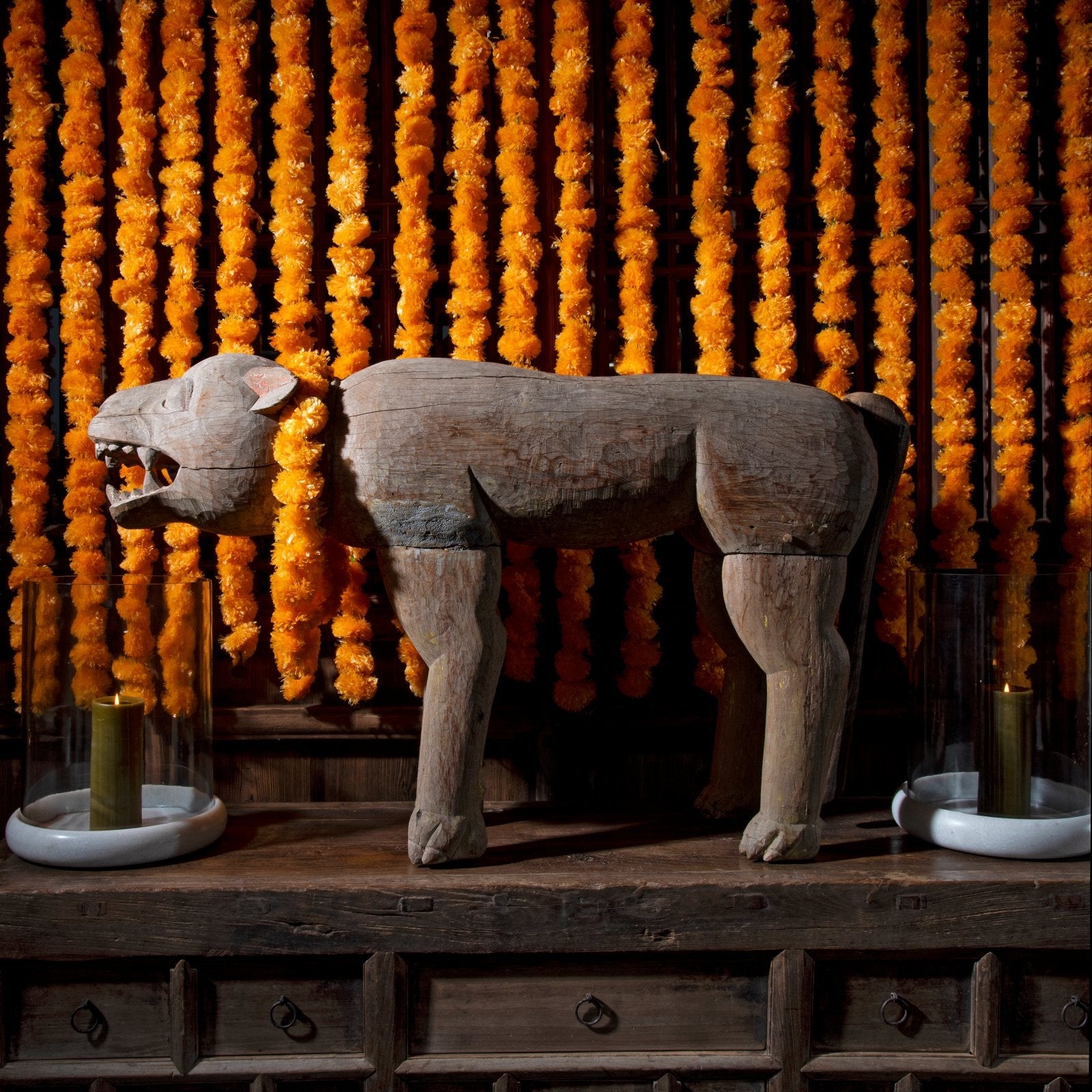 Wooden Bhuta Tribal Tiger Statue From  - Ca 1920